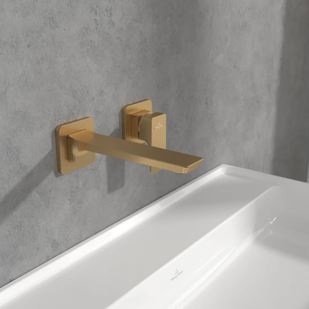 Lifestyle image of Villeroy & Boch Subway 3.0 Brushed Gold Wall-Mounted Basin Mixer